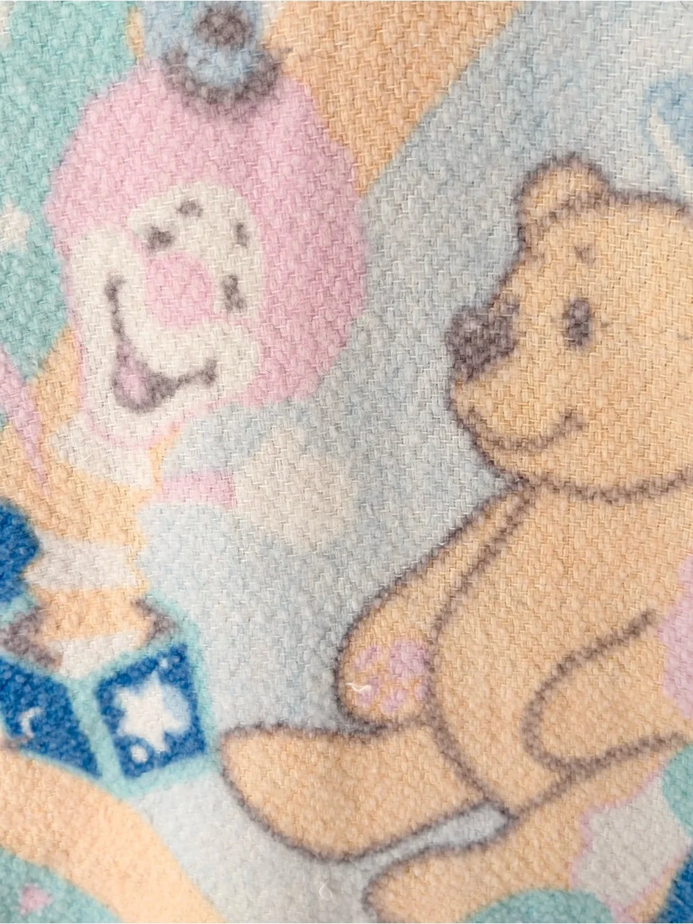 Vintage Sears Colormates Rocking Horse Pastel Baby Blanket
